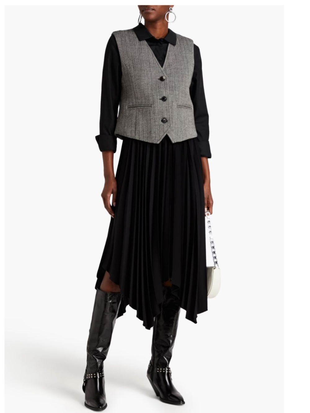 Isabel Marant Black Pleated Handkerchief-Hem Skirt sz0 New $1,360 - Picture 4 of 7